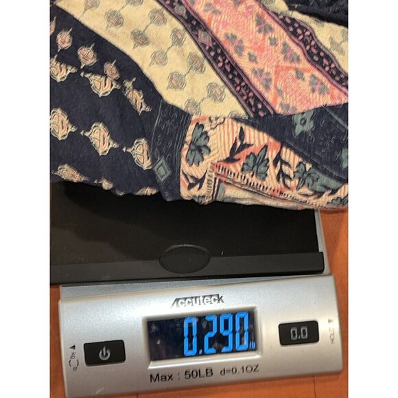 Lucky Brand Womens Boho Floral Printed Short Sleeve Top 3X Navy Multicolor Cotto - Picture 8 of 8